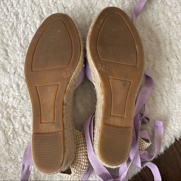 espadrille Lilac Canvas Lace Up Wedge Espadrilles - Low Wedge - EU38/UK5 - Picture 11 of 12